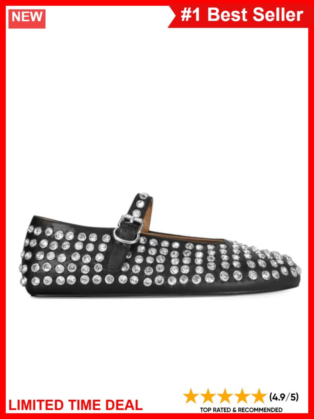 Rhinestone Ballet Flats Buckle Strap Mary Jane Round Toe Flats